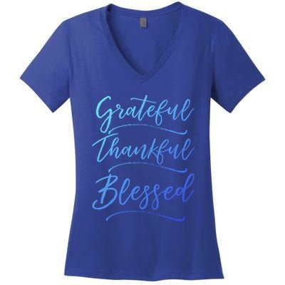 Christian Art Design Jesus Gift Grateful Thankful Blessed Gift Women's V-Neck T-Shirt