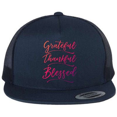 Christian Art Design Jesus Gift Grateful Thankful Blessed Gift Flat Bill Trucker Hat