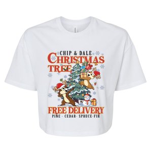 Chip And Dale Christmas Tree Free Delivery Chip And Dale Christmas Bella+Canvas Jersey Crop Tee