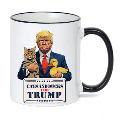 Cats And Ducks For Trump 2024 11oz Black Color Changing Mug