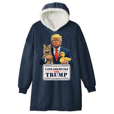 Cats And Ducks For Trump 2024 Hooded Wearable Blanket