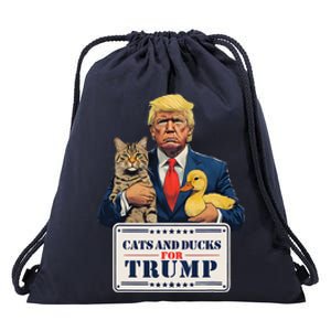 Cats And Ducks For Trump 2024 Drawstring Bag