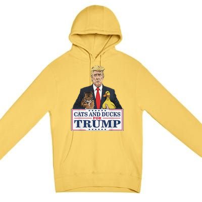 Cats And Ducks For Trump 2024 Kittens And Ducks For Trump Gift Premium Pullover Hoodie