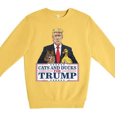 Cats And Ducks For Trump 2024 Kittens And Ducks For Trump Gift Premium Crewneck Sweatshirt