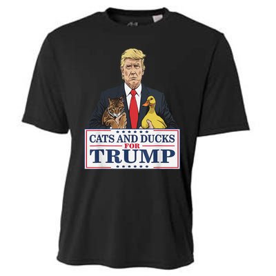 Cats And Ducks For Trump 2024 Kittens And Ducks For Trump Gift Cooling Performance Crew T-Shirt