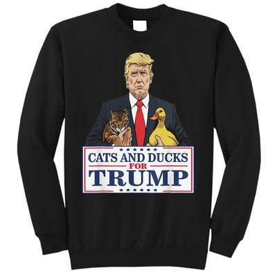 Cats And Ducks For Trump 2024 Kittens And Ducks For Trump Gift Sweatshirt