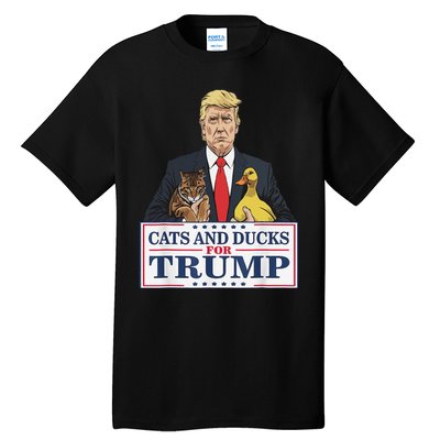 Cats And Ducks For Trump 2024 Kittens And Ducks For Trump Gift Tall T-Shirt