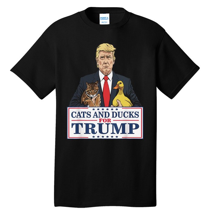 Cats And Ducks For Trump 2024 Kittens And Ducks For Trump Gift Tall T-Shirt