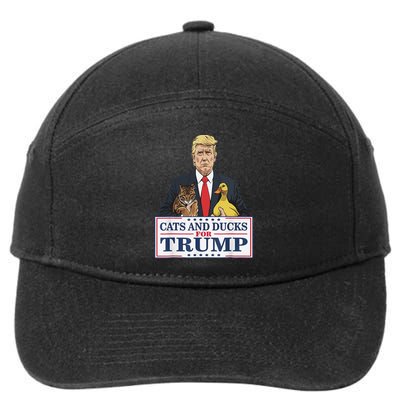 Cats And Ducks For Trump 2024 Kittens And Ducks For Trump Gift 7-Panel Snapback Hat