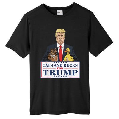 Cats And Ducks For Trump 2024 Kittens And Ducks For Trump Gift Tall Fusion ChromaSoft Performance T-Shirt