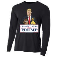 Cats And Ducks For Trump 2024 Kittens And Ducks For Trump Gift Cooling Performance Long Sleeve Crew