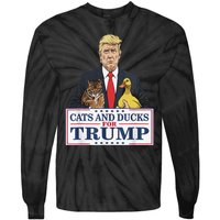 Cats And Ducks For Trump 2024 Kittens And Ducks For Trump Gift Tie-Dye Long Sleeve Shirt