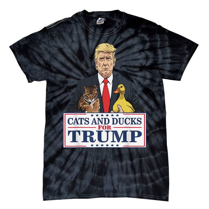 Cats And Ducks For Trump 2024 Kittens And Ducks For Trump Gift Tie-Dye T-Shirt