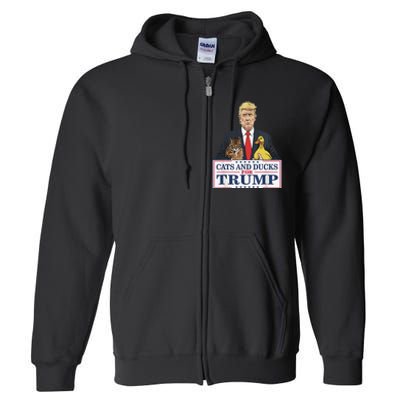 Cats And Ducks For Trump 2024 Kittens And Ducks For Trump Gift Full Zip Hoodie