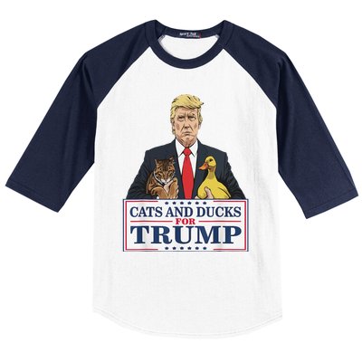 Cats And Ducks For Trump 2024 Kittens And Ducks For Trump Gift Baseball Sleeve Shirt