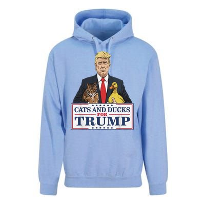 Cats And Ducks For Trump 2024 Kittens And Ducks For Trump Gift Unisex Surf Hoodie