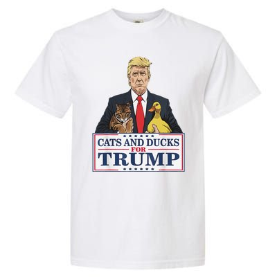 Cats And Ducks For Trump 2024 Kittens And Ducks For Trump Gift Garment-Dyed Heavyweight T-Shirt