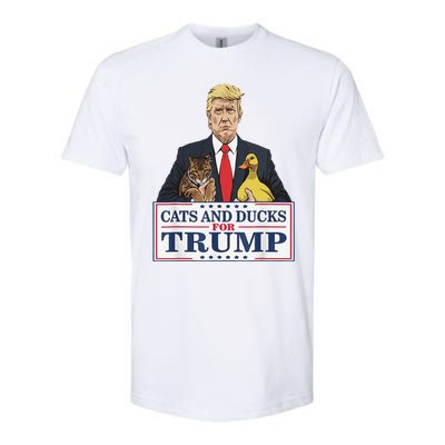 Cats And Ducks For Trump 2024 Kittens And Ducks For Trump Gift Softstyle CVC T-Shirt