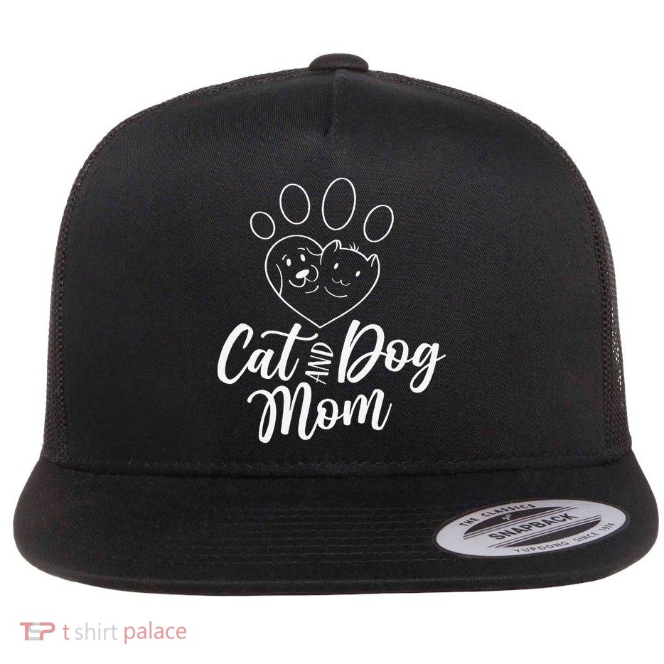 Cat And Dog Mom Dogs Cats Lover Mother Mommy Mama Mothers Flatbill Hat