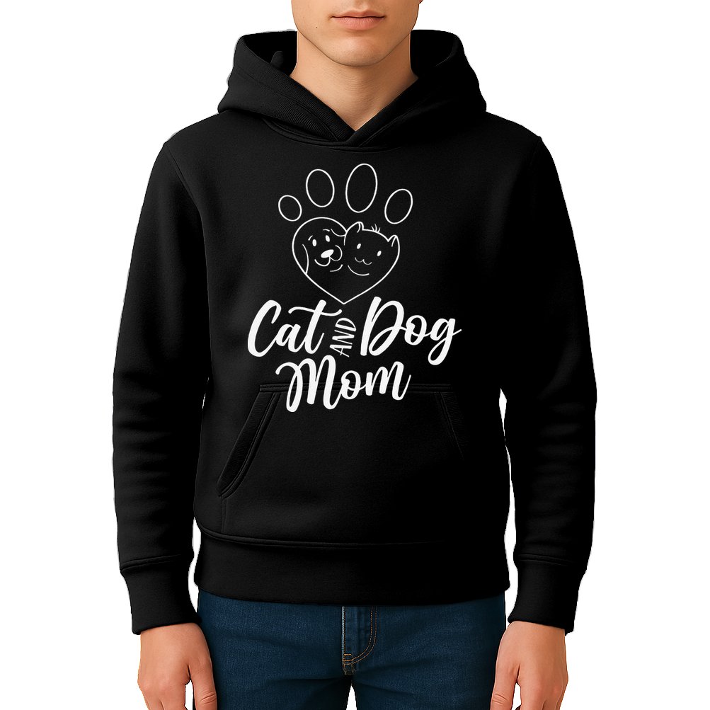 Cat And Dog Mom Dogs Cats Lover Mother Mommy Mama Mothers Kids Hoodie