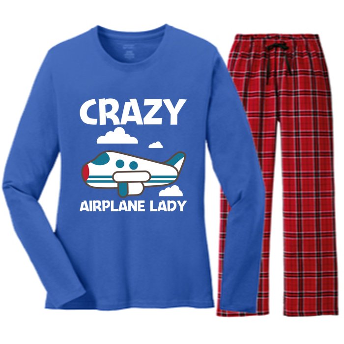 Cool Airplane Design Mom Aviation Plane Lovers Gift Women's Long Sleeve Flannel Pajama Set 