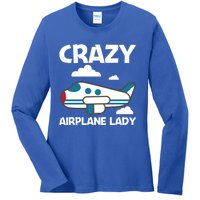 Cool Airplane Design Mom Aviation Plane Lovers Gift Ladies Long Sleeve Shirt