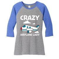 Cool Airplane Design Mom Aviation Plane Lovers Gift Women's Tri-Blend 3/4-Sleeve Raglan Shirt