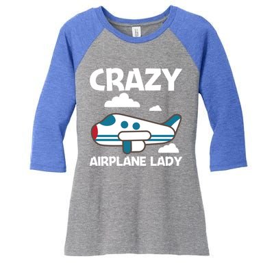 Cool Airplane Design Mom Aviation Plane Lovers Gift Women's Tri-Blend 3/4-Sleeve Raglan Shirt