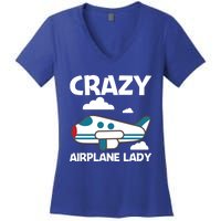 Cool Airplane Design Mom Aviation Plane Lovers Gift Women's V-Neck T-Shirt