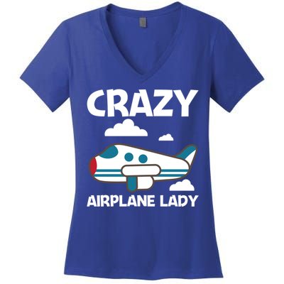 Cool Airplane Design Mom Aviation Plane Lovers Gift Women's V-Neck T-Shirt