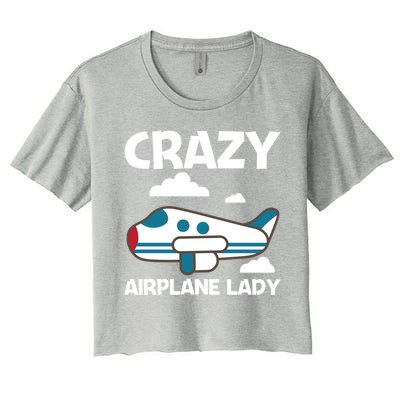 Cool Airplane Design Mom Aviation Plane Lovers Gift Women's Crop Top Tee