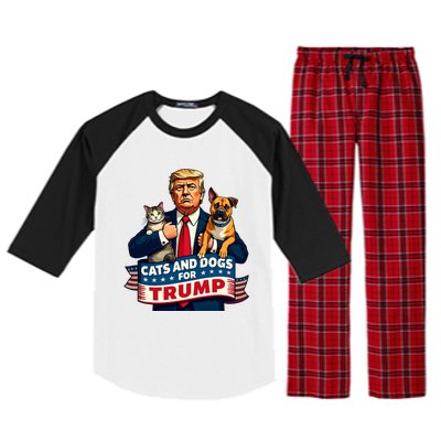 Cats And Dogs For Trump 2024 Kittens And Dogs For Trump Raglan Sleeve Pajama Set