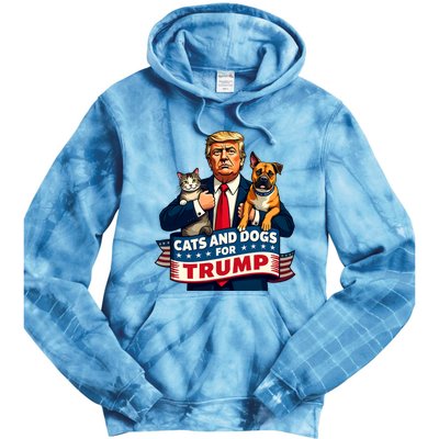 Cats And Dogs For Trump 2024 Kittens And Dogs For Trump Tie Dye Hoodie