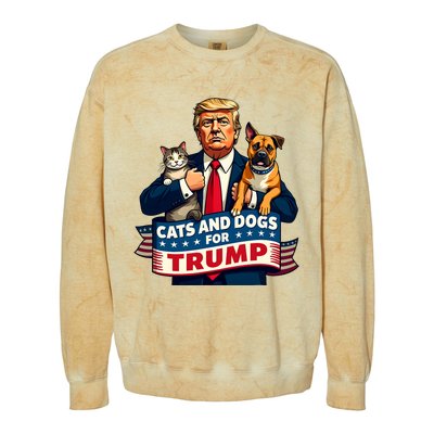 Cats And Dogs For Trump 2024 Kittens And Dogs For Trump Colorblast Crewneck Sweatshirt