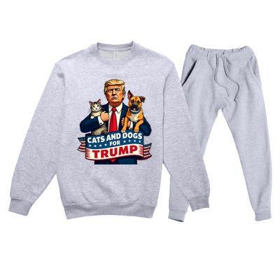 Cats And Dogs For Trump 2024 Kittens And Dogs For Trump Premium Crewneck Sweatsuit Set