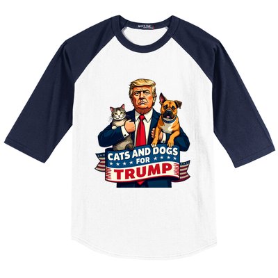 Cats And Dogs For Trump 2024 Kittens And Dogs For Trump Baseball Sleeve Shirt