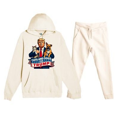 Cats And Dogs For Trump 2024 Kittens And Dogs For Trump Premium Hooded Sweatsuit Set