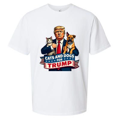 Cats And Dogs For Trump 2024 Kittens And Dogs For Trump Sueded Cloud Jersey T-Shirt