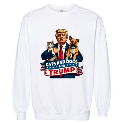 Cats And Dogs For Trump 2024 Kittens And Dogs For Trump Garment-Dyed Sweatshirt