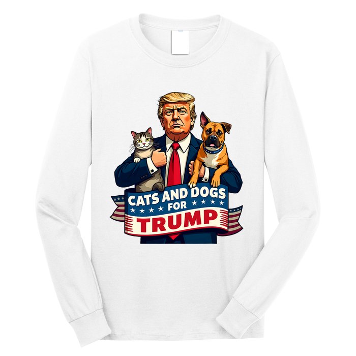 Cats And Dogs For Trump 2024 Kittens And Dogs For Trump Long Sleeve Shirt