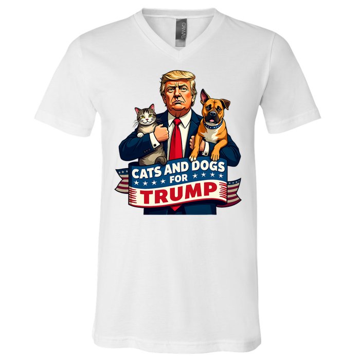 Cats And Dogs For Trump 2024 Kittens And Dogs For Trump V-Neck T-Shirt