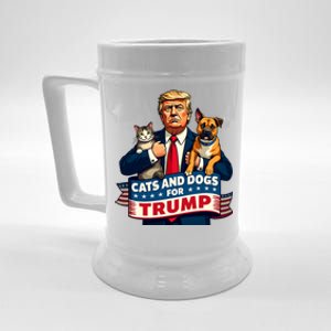 Cats And Dogs For Trump 2024 Kittens And Dogs For Trump Beer Stein