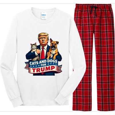 Cats And Dogs For Trump 2024 Kittens And Dogs For Trump Long Sleeve Pajama Set