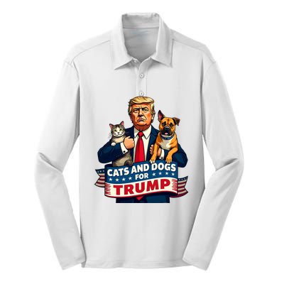 Cats And Dogs For Trump 2024 Kittens And Dogs For Trump Silk Touch Performance Long Sleeve Polo