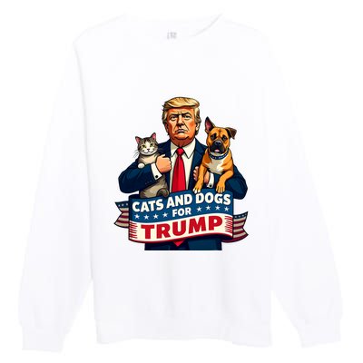 Cats And Dogs For Trump 2024 Kittens And Dogs For Trump Premium Crewneck Sweatshirt