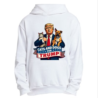 Cats And Dogs For Trump 2024 Kittens And Dogs For Trump Urban Pullover Hoodie