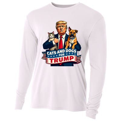 Cats And Dogs For Trump 2024 Kittens And Dogs For Trump Cooling Performance Long Sleeve Crew