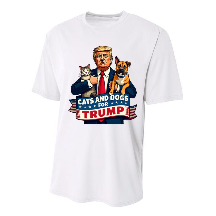 Cats And Dogs For Trump 2024 Kittens And Dogs For Trump Performance Sprint T-Shirt