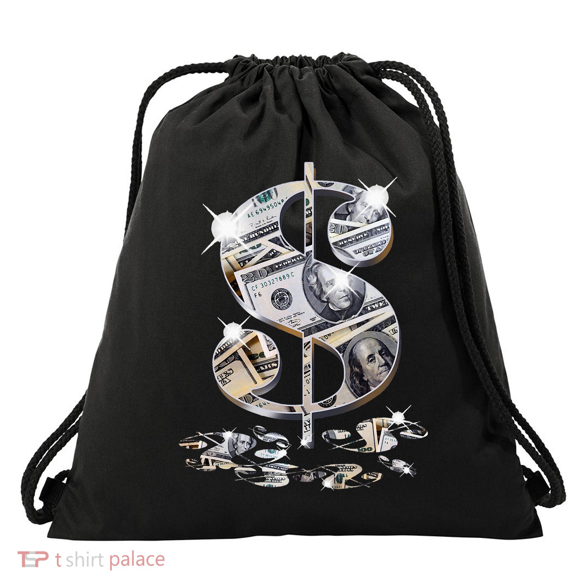 Cool As Dollar Bill Dollar Sign $$ Gift Drawstring Bag