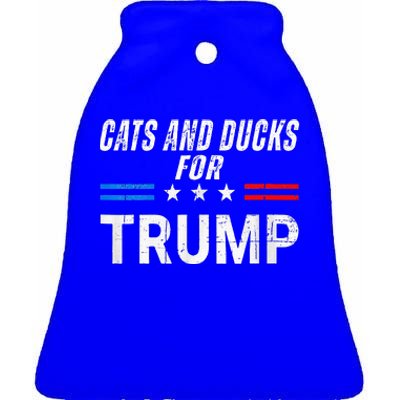 Cats And Ducks For Trump 2024 Ceramic Bell Ornament